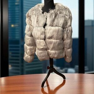 Women's Faux Fur Ski Jacket - Silver